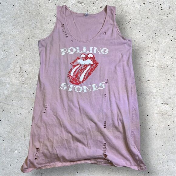MissLook Tops - Rolling Stones Women's Tank Top Size S/M Pink Distressed Logo Graphic